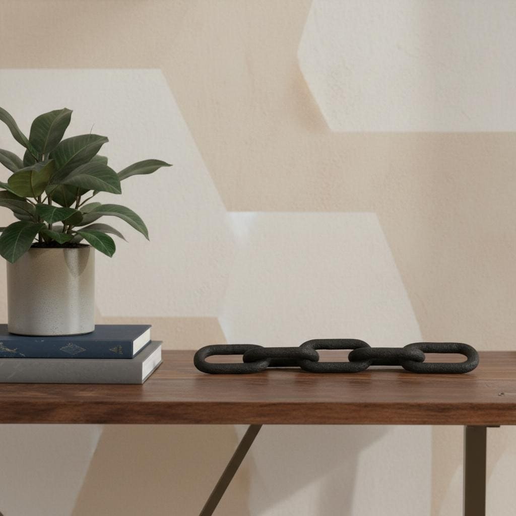 HomeRoots 5" Black Solid Wood Tabletop Sculpture - 29.00 in. x 5.00 in. x 5.00 in.