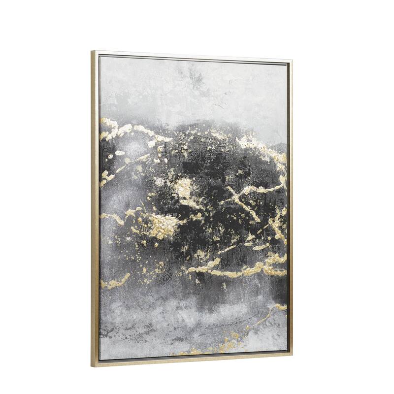 Canvas Leaf Living Room Framed Wall Art with Silver Frame