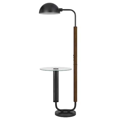 63" Tray Table Floor Lamp with Metal Base and Glass Dome Shade - 18” x 21” x 63”