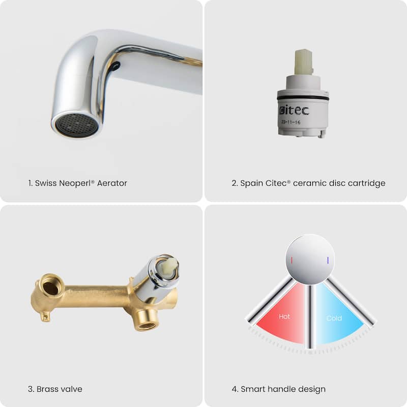 Circular Single Handle Wall Mounted Bathroom Sink Faucet