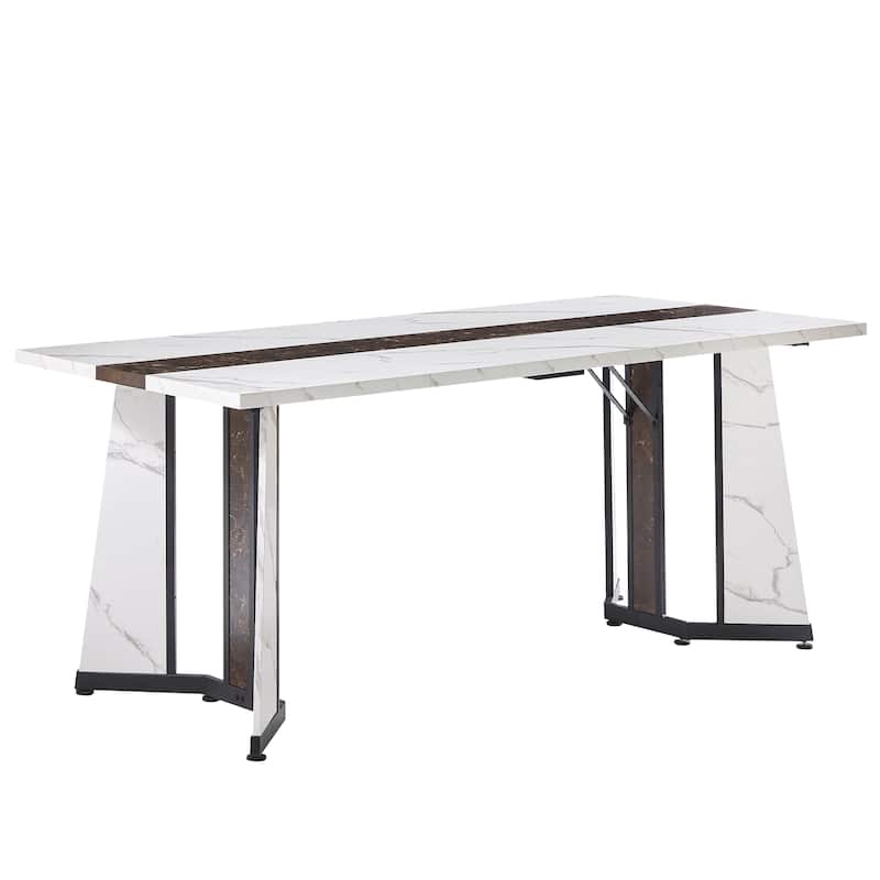 70.9"Rectangular Large Dining Table, Waterproof Large Desk For 8 People, Deluxe Family Dining Table With Adjustable Legs
