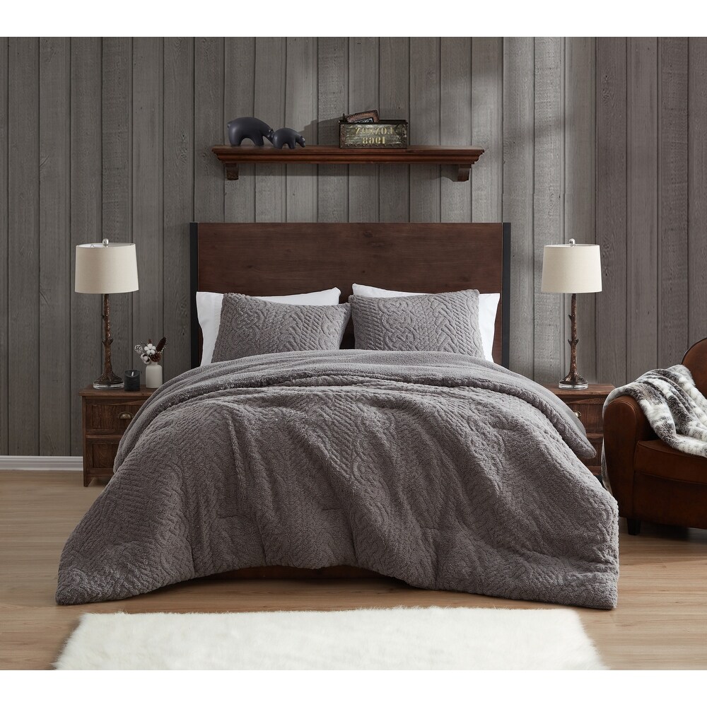 Luxuriously New Look Cable Knit Fleece Sherpa Supersoft King Size Duvet Set 