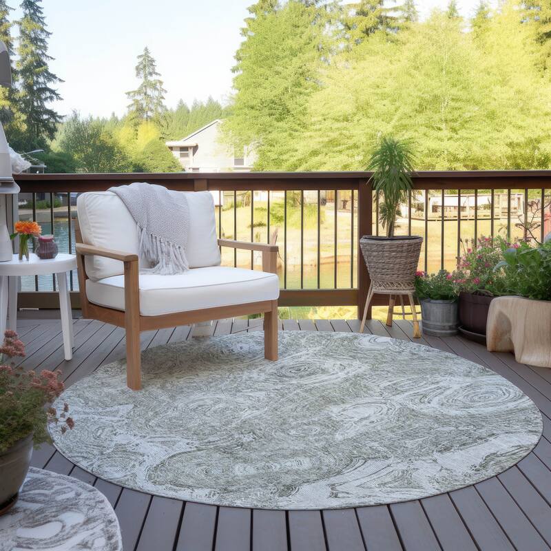 Machine Washable Indoor/ Outdoor Chantille Abstract Waves Rug