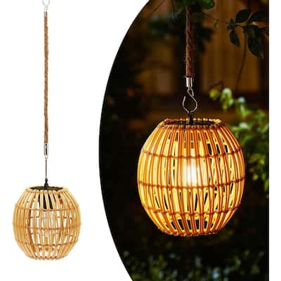 Waterproof solar lantern multicolor hanging light rattan patio light
