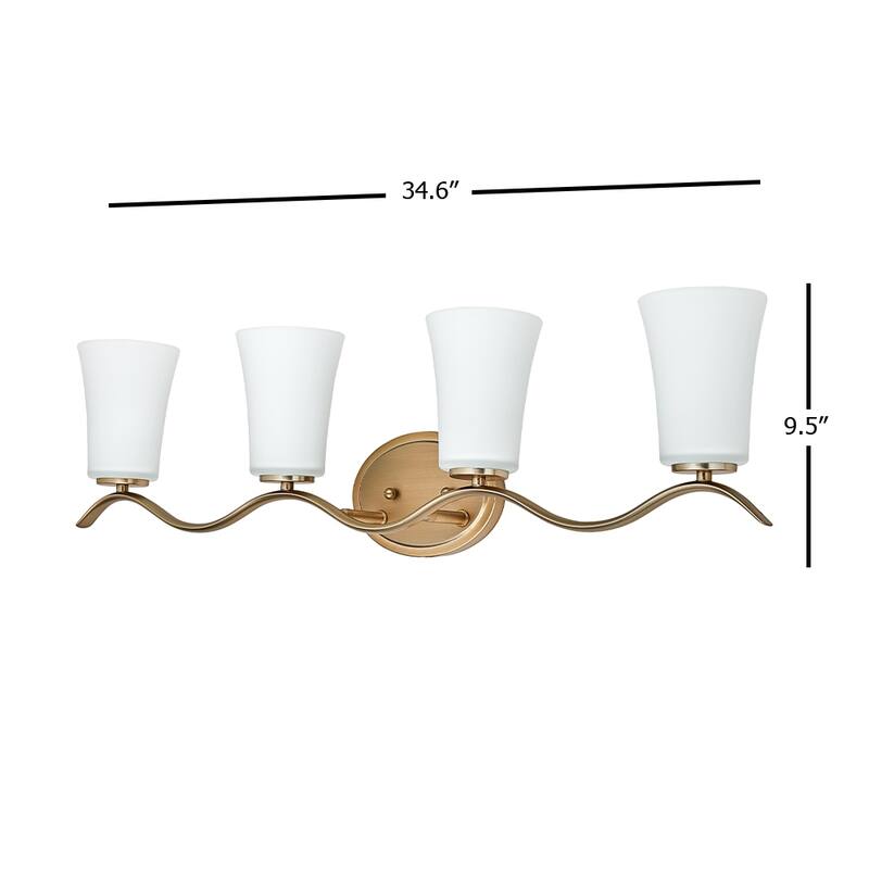 4 Light Bathroom Vanity Lighting with White Glass