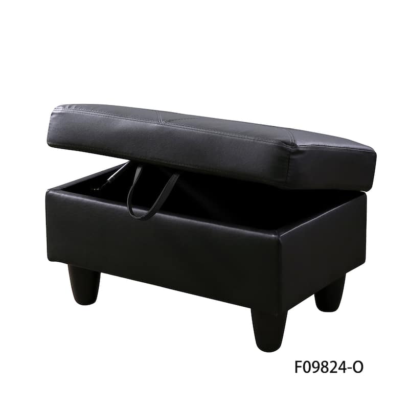 Black Faux Leather 3-Piece Couch Living Room Sofa Set