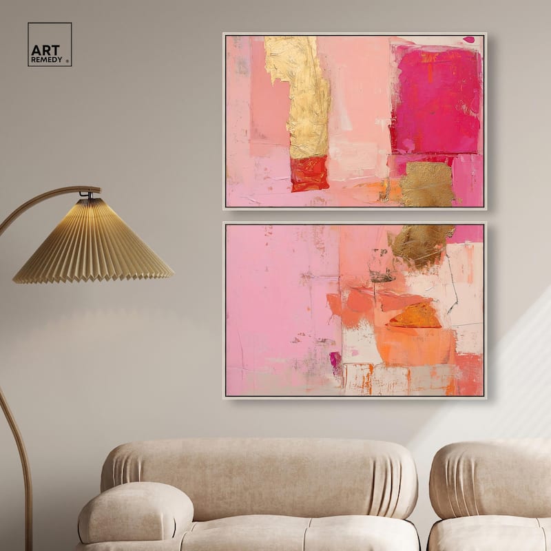 Petal Patchwork I Canvas Set of 2 by Art Remedy