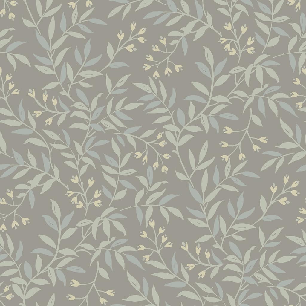 Chesapeake Senna Silver Budding Vines Wallpaper