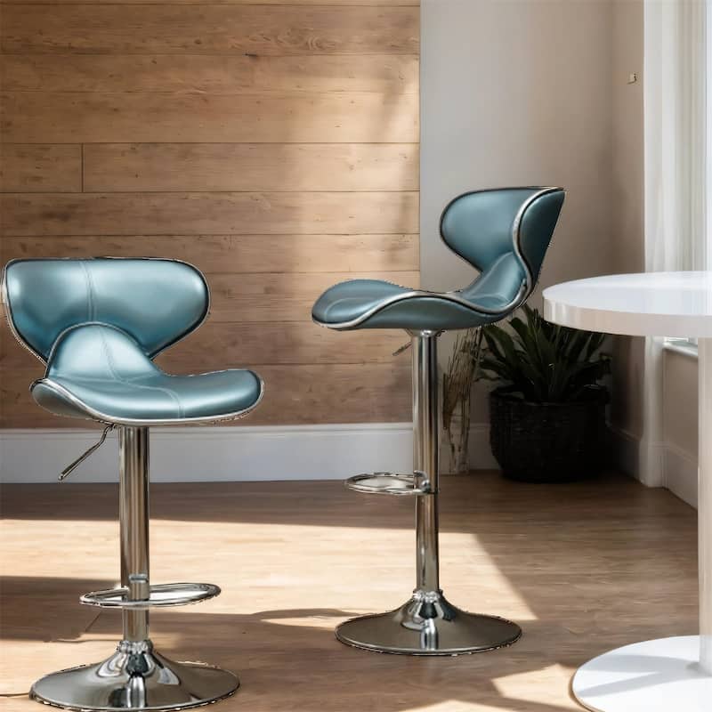 Upholstery Adjustable Swivel Barstool w/ Chrome Base (Set of 2)