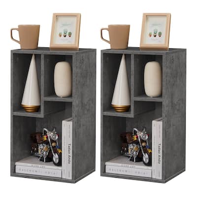 VECELO, (Set of 2)Three Open Cube Wooden Bookcase Organizer, bookshelf small, White/Black/Brown/Grey