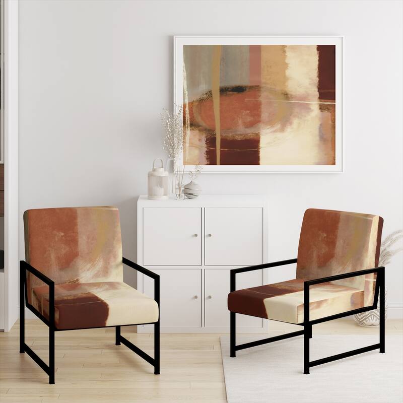 Designart "Chocolate Brown Elementary III" Upholstered Abstract Accent Chair and Modern & Contemporary Arm Chair