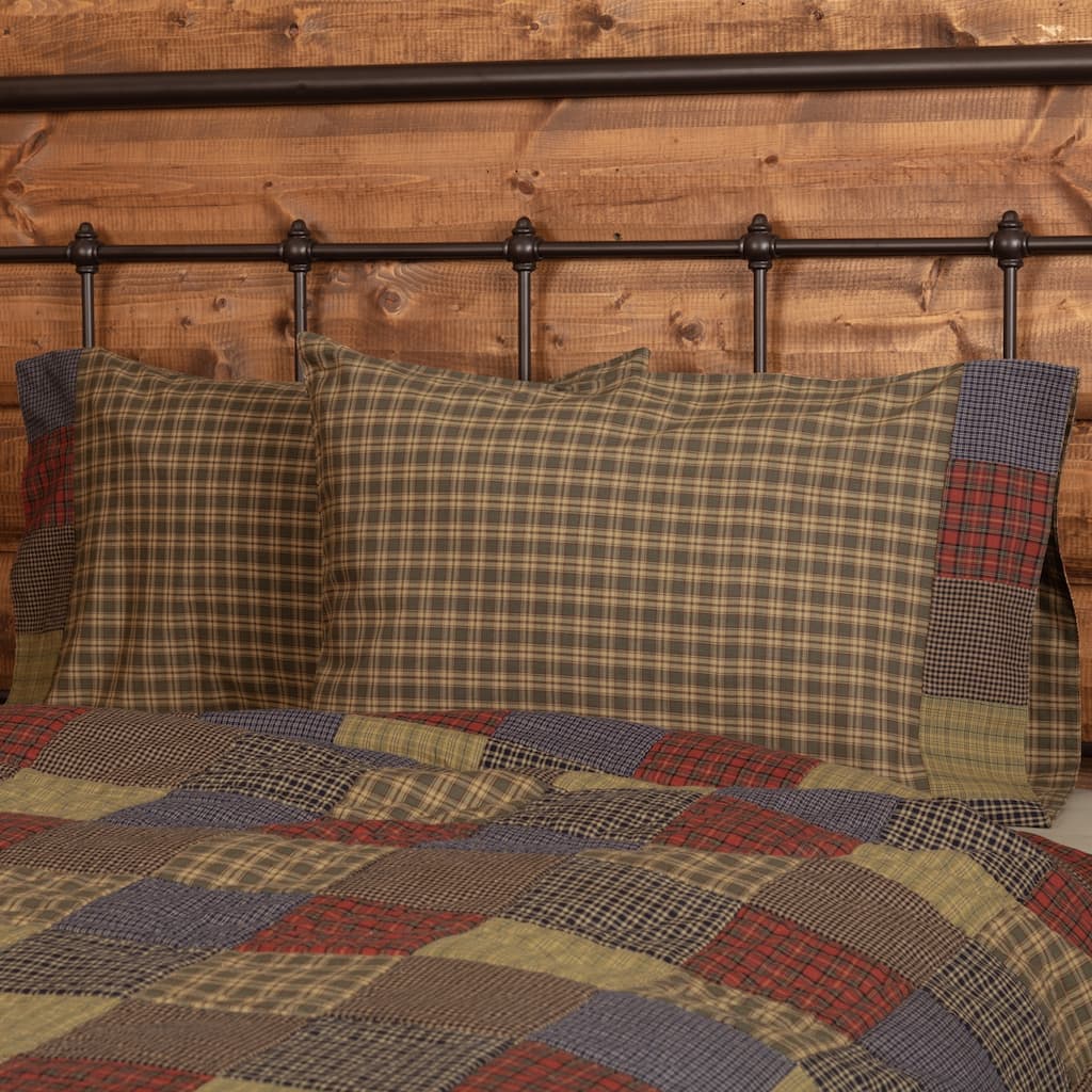 Cedar Ridge Standard Pillow Case with Block Border Set of 2