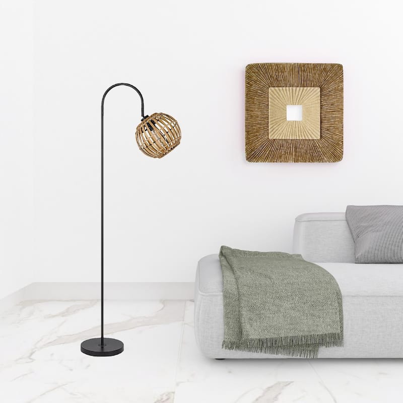 63" Floor Lamp with Brown Globe Shade and Metal Base for Living Room - 10” x 18.62” x 62.50”