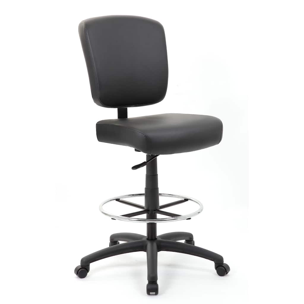 Hya Heavy Duty Swivel Office Stool with Footring, Black Cushions