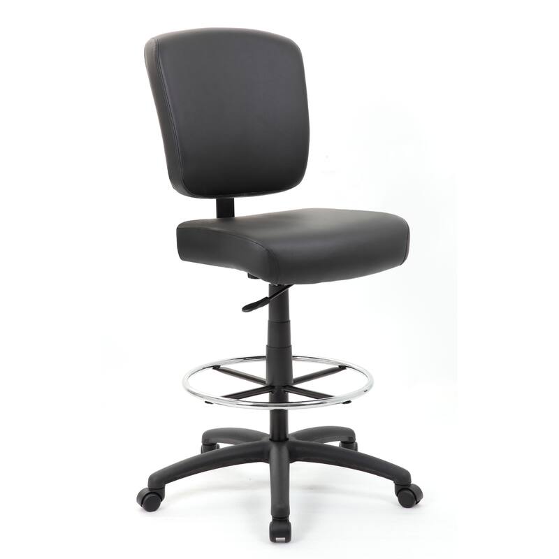 Hya Heavy Duty Swivel Office Stool with Footring, Black Cushions