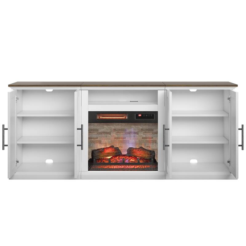TV Stand for TVs up to 80" with Electric Fireplace and USB Charging Ports