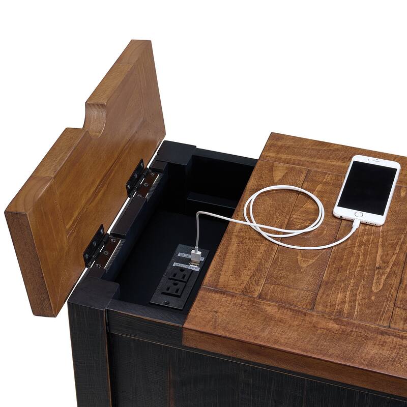 Monterey Solid Wood Chairside End Table with Hidden Power Outlets