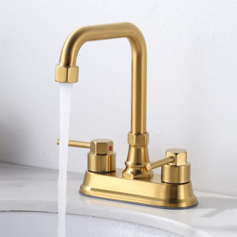 WOWOW 4 in. Centerset Double Handle High Arc Bathroom Faucet