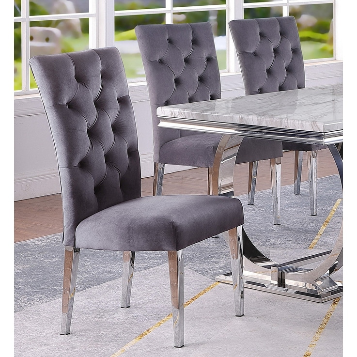 Tufted velvet dining discount chair
