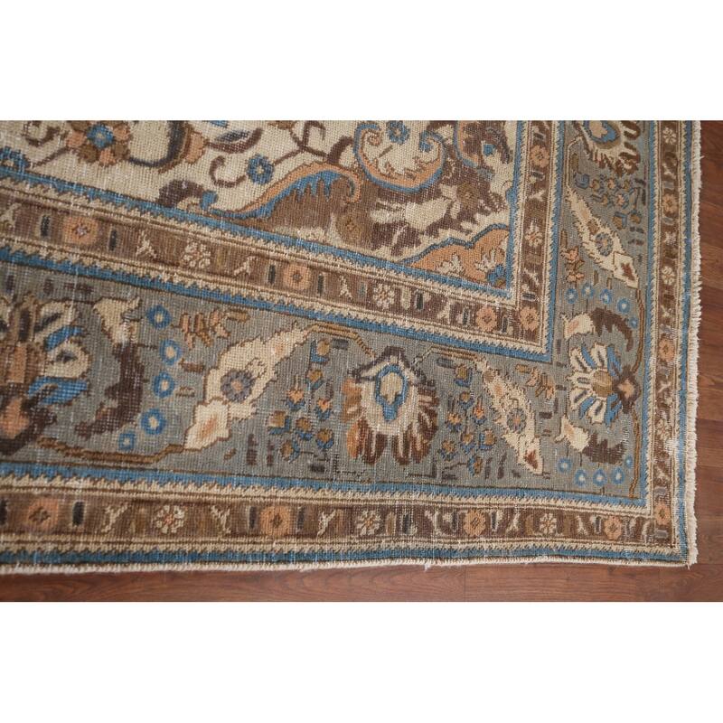 Gray Distressed Tabriz Vintage Persian Area Rug Handmade Wool Carpet - 7'7" x 11'2"