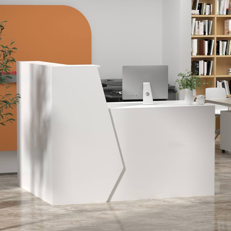 55.1"W x 43.3"H Reception Desk with Lockable Drawer 2 Appearances