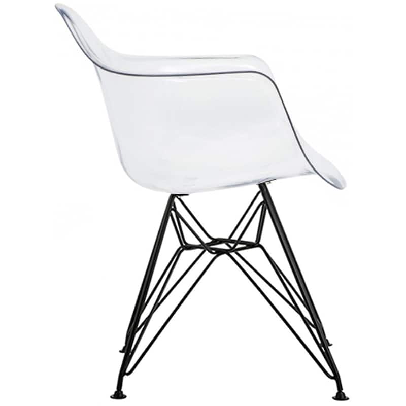 Clear Modern Plastic Armchair With Arms Wired Chrome Dining Chair Kitchen Desk Work Home Office