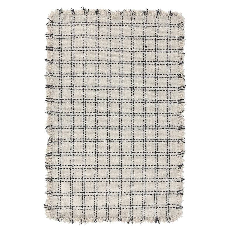 Bradbury Solid Wool Blend Area Rug by Kosas Home - Ivory, Black - 9x12