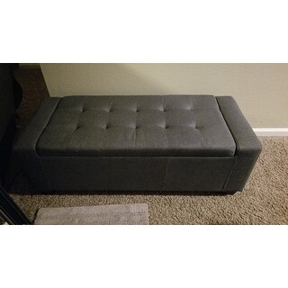Adeco OF0047 48 Inches Long Storage Bench Ottoman, Dark Gray