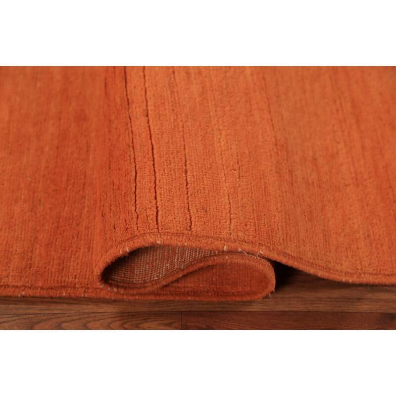 Orange Gabbeh Modern Rug Hand-Knotted Bedroom Wool Carpet - 4'0" x 5'9"