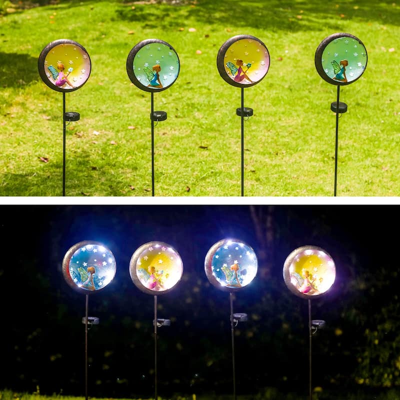 Adeco 4 Pack Solar Powered Decorative Angel Garden Stakes