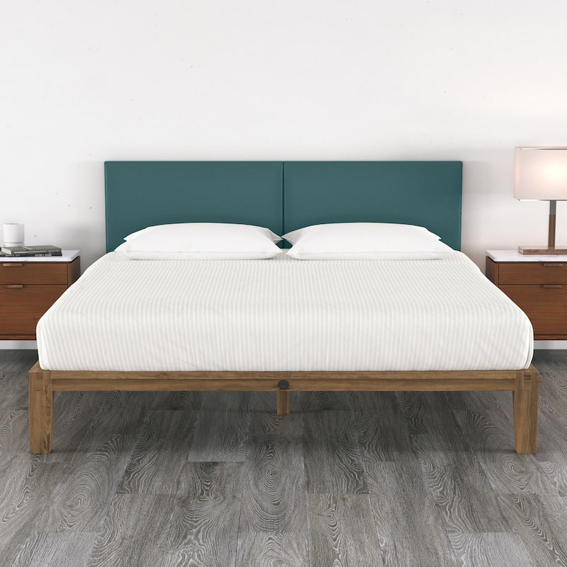 Jaxx Panelist Modern Padded Headboard in Premuim Vegan Leather - Set of 2 Wall Mounted Panels - Vegan Leather Genesis Green - Queen