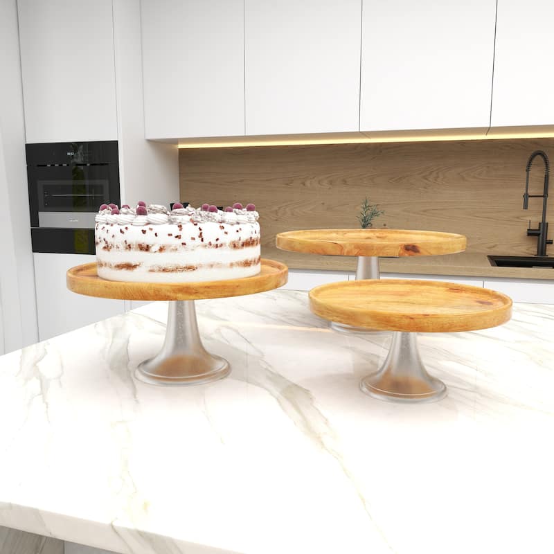 Modern Wood Natural Cake Stand (Set of 3)