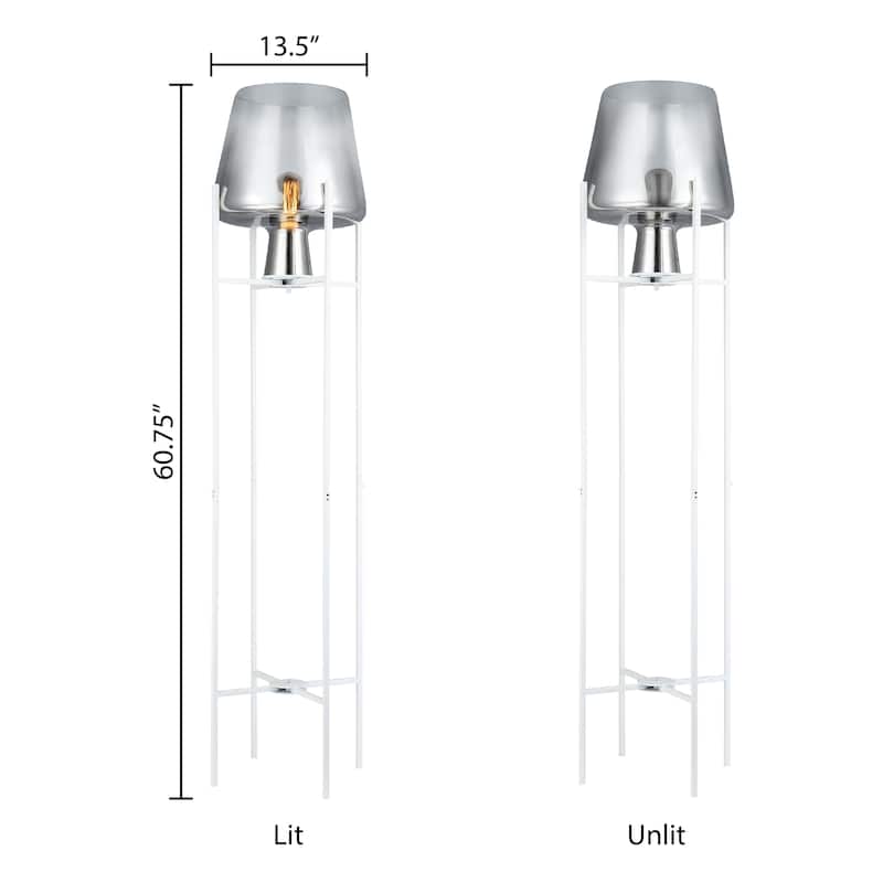 Leticia River of Goods White Metal and Silver Glass Bowl 61Inch Floor