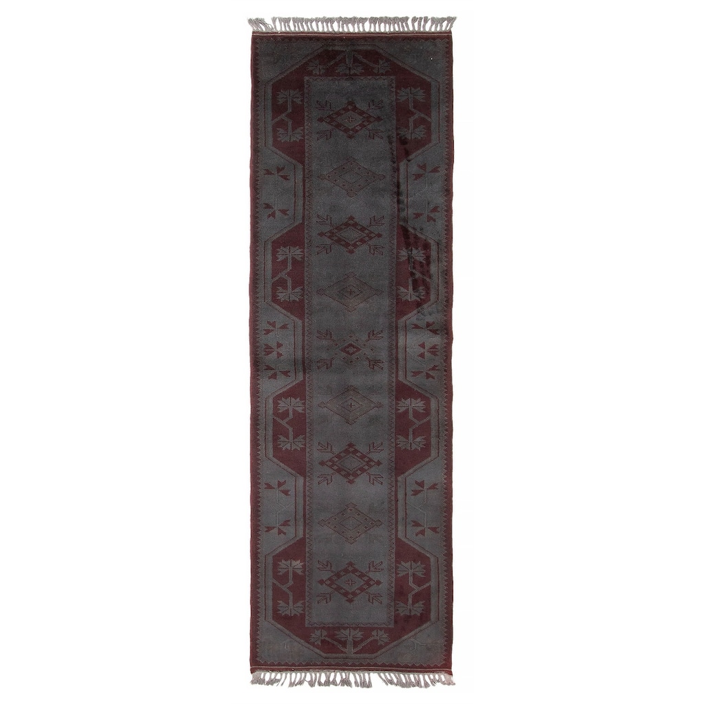 ECARPETGALLERY Hand-knotted Color Transition Charcoal Wool Rug - 2'8 x 8'3