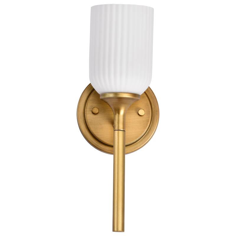 Solara 1 Light Wall Sconce Natural Brass Finish Frosted Ribbed Glass - Natural Brass