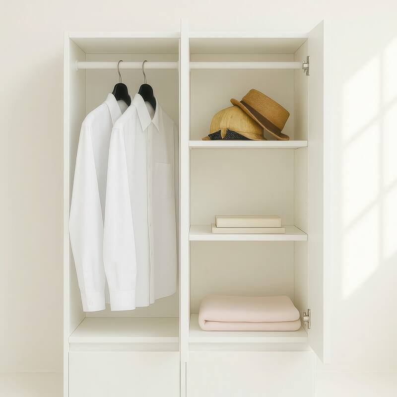 Elise Slim Modular Wood Closet Cabinet with Drawers in White - 15.7"D x 17.72"W x 70.9"H