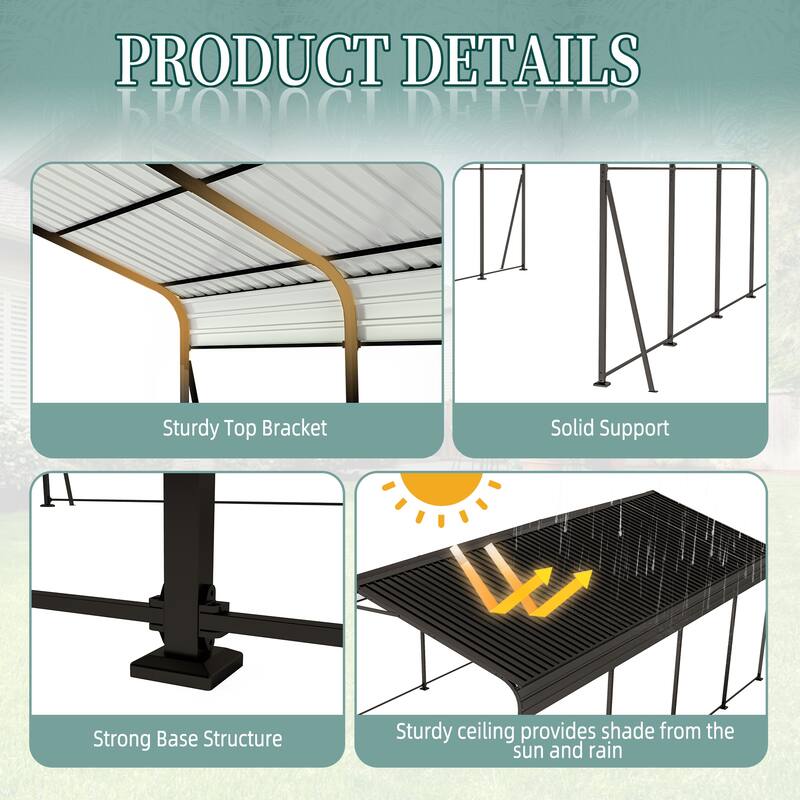Outdoor Heavy Duty Metal Storage Canopy with Galvanized Steel Frame