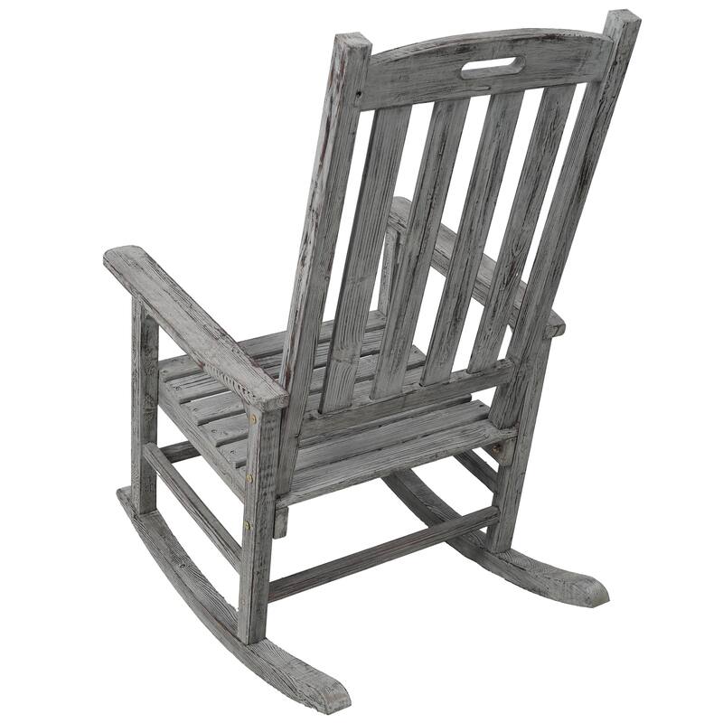 Wooden Oversized Porch Rocker Chair With Wide Seat And Tall Backrest (Excluding the table)