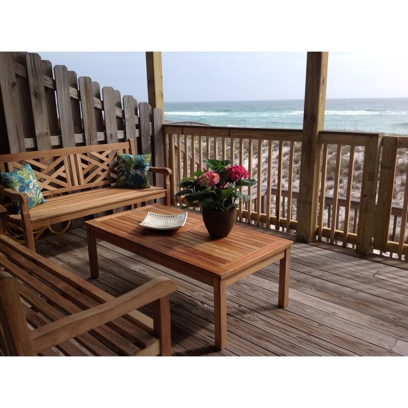 Chic Teak Chippendale Outdoor Teak Wood Patio & Garden Double Bench