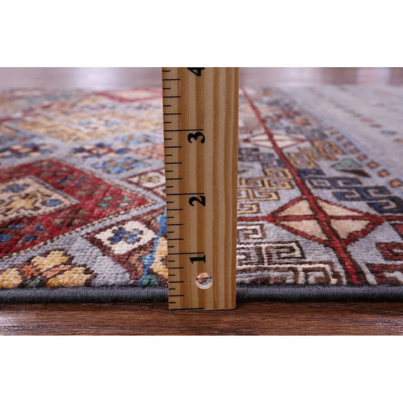 Golden Nile Grey Khorjin Persian Gabbeh Hand Knotted Wool Rug - 2' 8" X 4' 1"