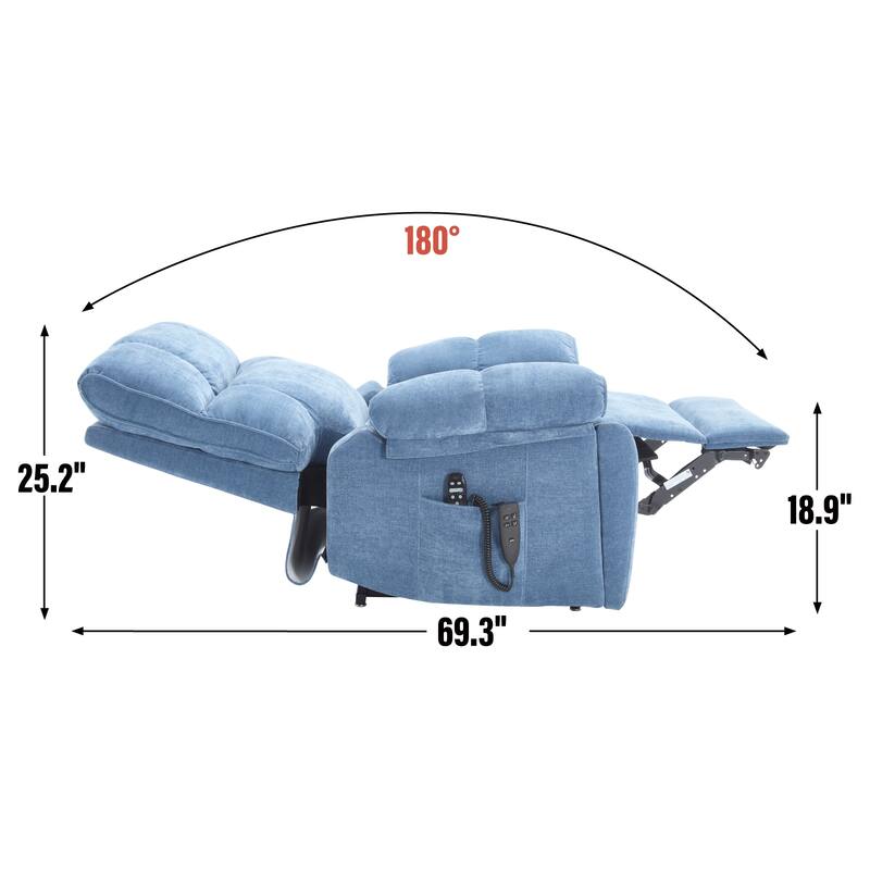 Heat Massage Dual Motor Infinite Position Large Electric Power Lift Recliners with Hidden Cup Holders,Power-Remote,Medium-firm