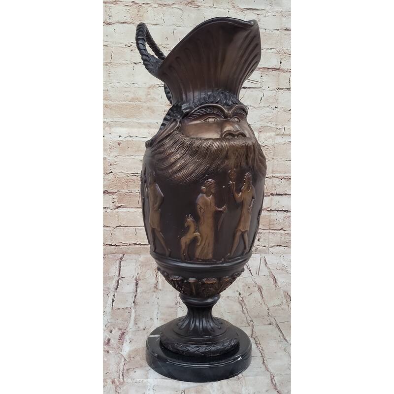 Hot Cast Bronze Ancient Cultural Middle Eastern Decorative Urn Sculpture Signed Art
