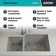 preview thumbnail 5 of 10, Lexicon Platinum Quartz 40/60 Double Bowl Kitchen Sink