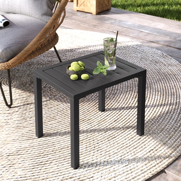 Pellebant Outdoor Aluminum Patio Side Table Rectangular End Table 18.1 in L 13.8 in W 15.7 in H On Sale Bed Bath Beyond 37703247