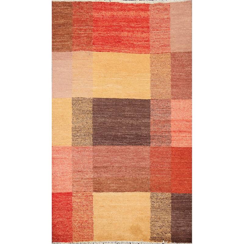 Geometric Gabbeh Kashkoli Oriental Area Rug Wool Hand-knotted Carpet - 3'1" x 5'4"