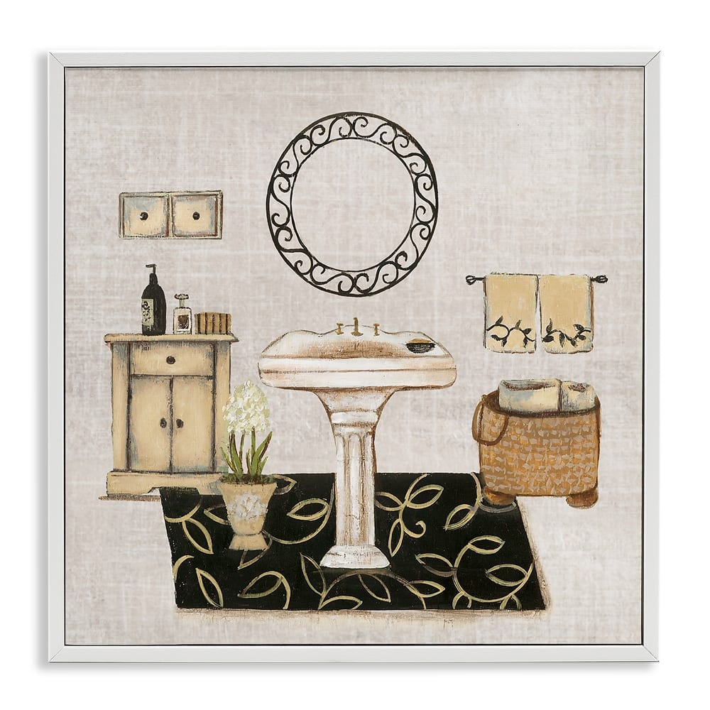 Stupell Vintage Luxurious Bathroom Framed Giclee Art Design By Janet Tava