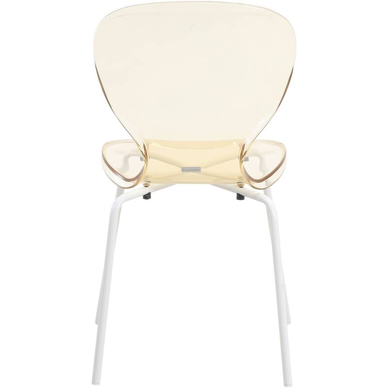 Stackable Plastic Dining Chair Set of 2 Transparent Modern Accent Side Chair for Indoor and Outdoor