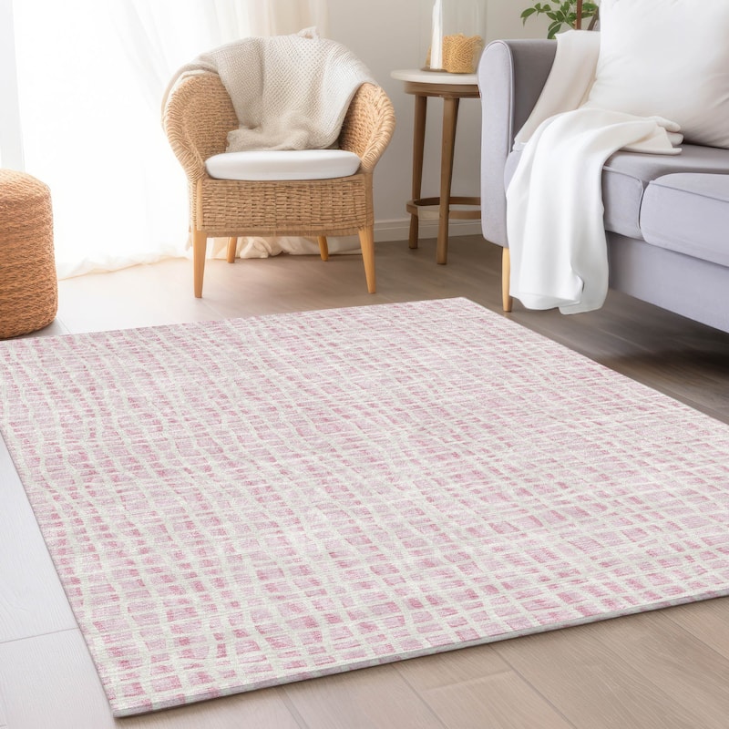 Machine Washable Indoor/ Outdoor Chantille Abstract Modern Rug
