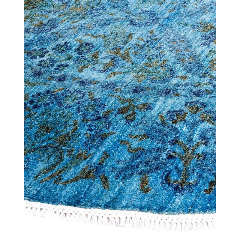 Vibrance One-of-a-Kind Hand-Knotted Area Rug - Blue, 8' 1" x 8' 1" - 8' 1" x 8' 1"