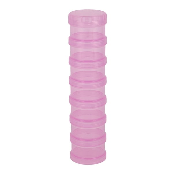Home Plastic 7 Compartments Removable Medicine Pill Holder Storage Box Pink